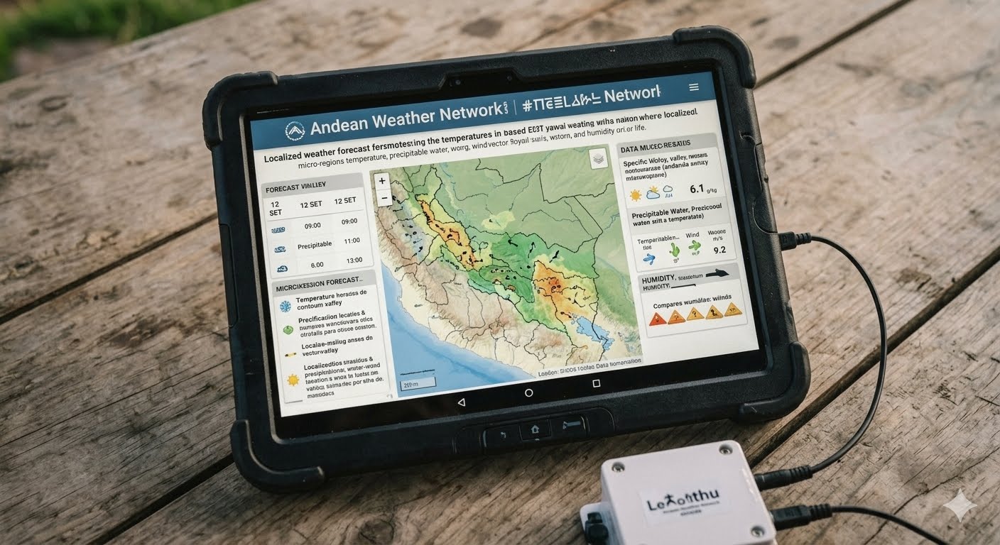Farmer using a weather forecast in a paddy field